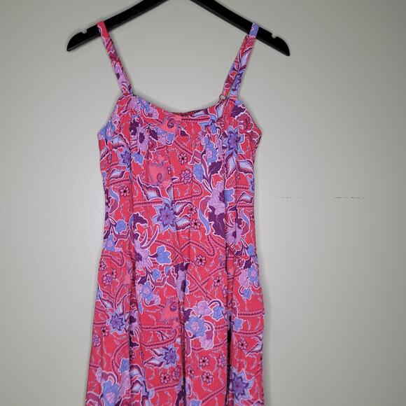 Knox Rose Multi Pink Floral Dress Small Boho Tiered Midi Dress Adjustable Pocket - Picture 3 of 7